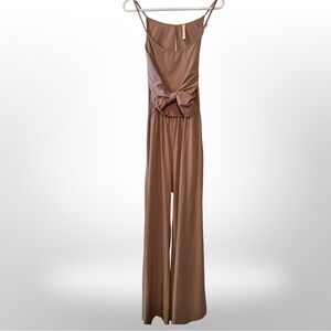 My Beloved Tan Jumpsuit with Bow Detail